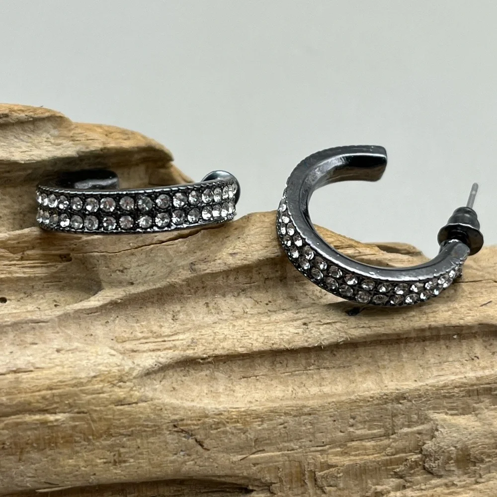 Elegant Silver and Crystal Hoop Earrings